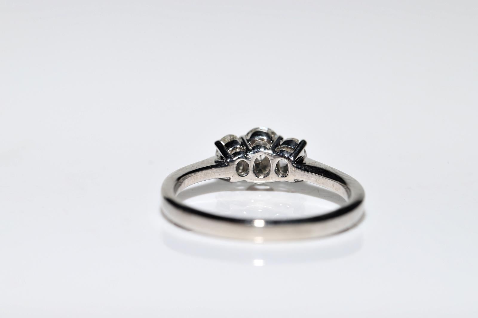 Vintage Circa 1980er Jahre 18k Gold Natürlicher Ovalschliff Diamant Dekorierter Ring im Angebot 5