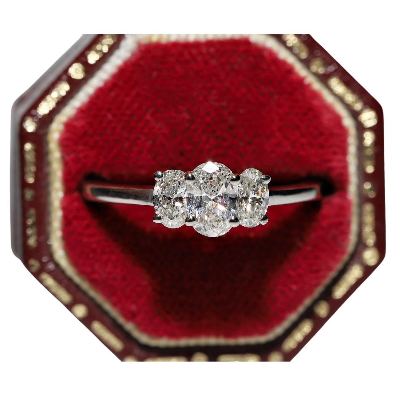Vintage Circa 1980s 18k Gold Natural Oval Cut Diamond Decorated Ring