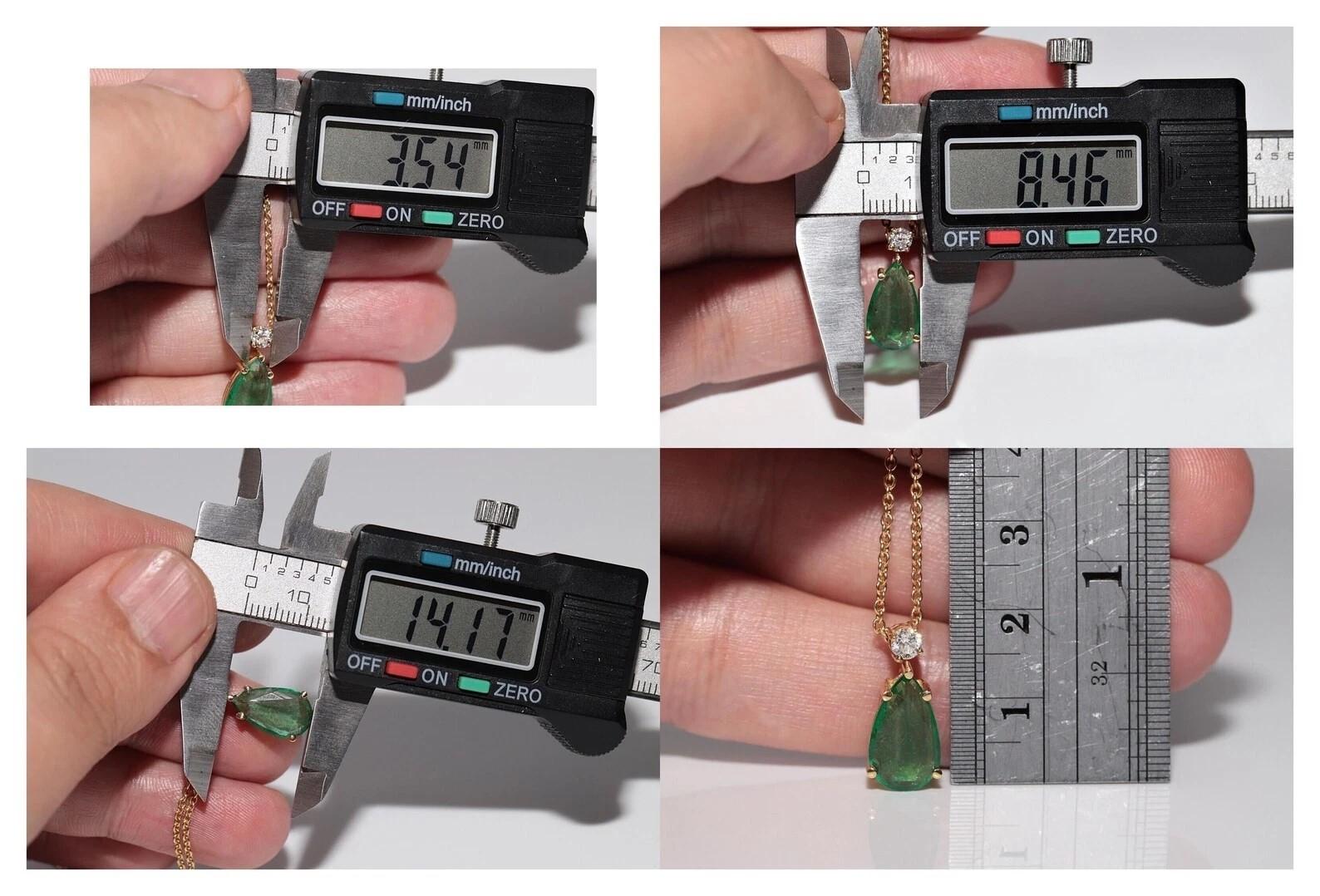 Vintage CIRCA 1980er Jahre 18k Gold natürlichen Birnenschliff Smaragd und Diamant-Halskette (Kunsthandwerker*in) im Angebot