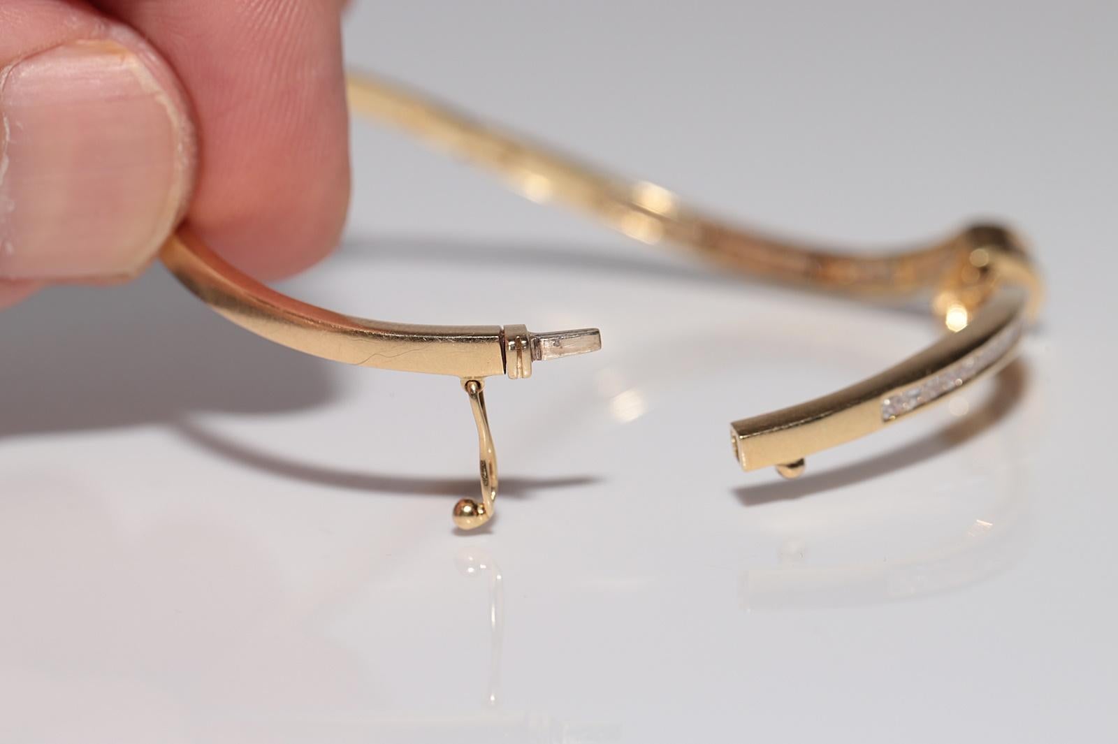 Armreif Vintage Circa 1980er Jahre 18k Gold natürlicher Diamant im Prinzessinnenschliff im Angebot 7