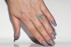 Vintage Circa 1980s 18k Gold Natural Rose Cut Diamond And Emerald Ring