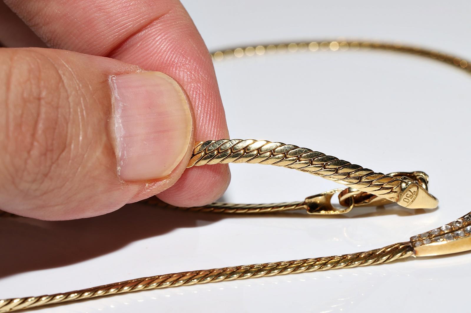 Vintage Circa 1980er Jahre 18k Gold Natürlicher Rosenschliff Diamant Dekorierte hübsche Halskette  im Angebot 6