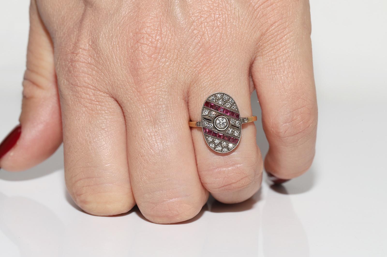 Vintage Circa 1980s 18k Gold Top Silver Natural Diamond And Caliber Ruby Ring For Sale 10