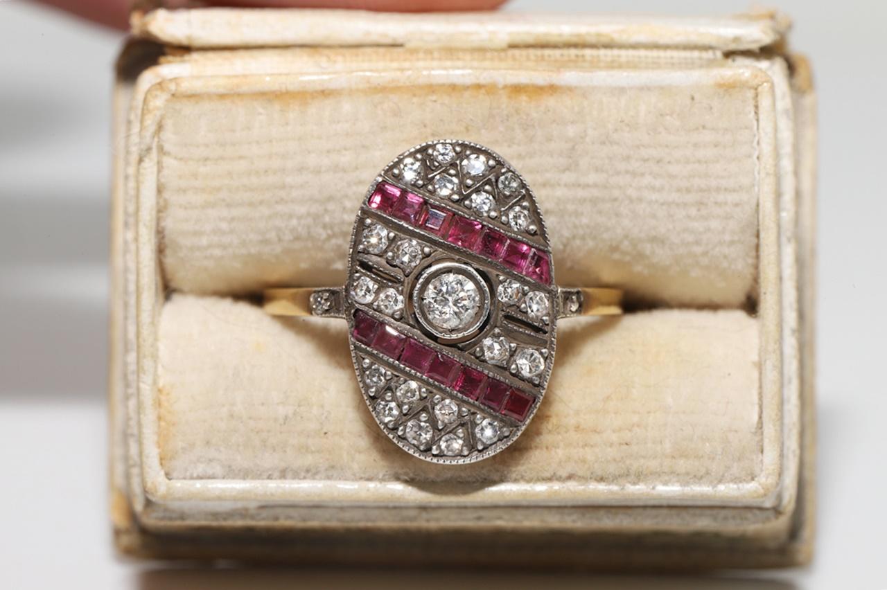 In very good condition.
Total weight is 2.7 grams.
Totally is diamond 0.50 ct.
The diamond is has G-H color and vs-s1 clarity.
Totally is ruby 0.35 ct.
Ring size is US 6.25 
We can make any size.
Box is not included.
Please contact for any question.