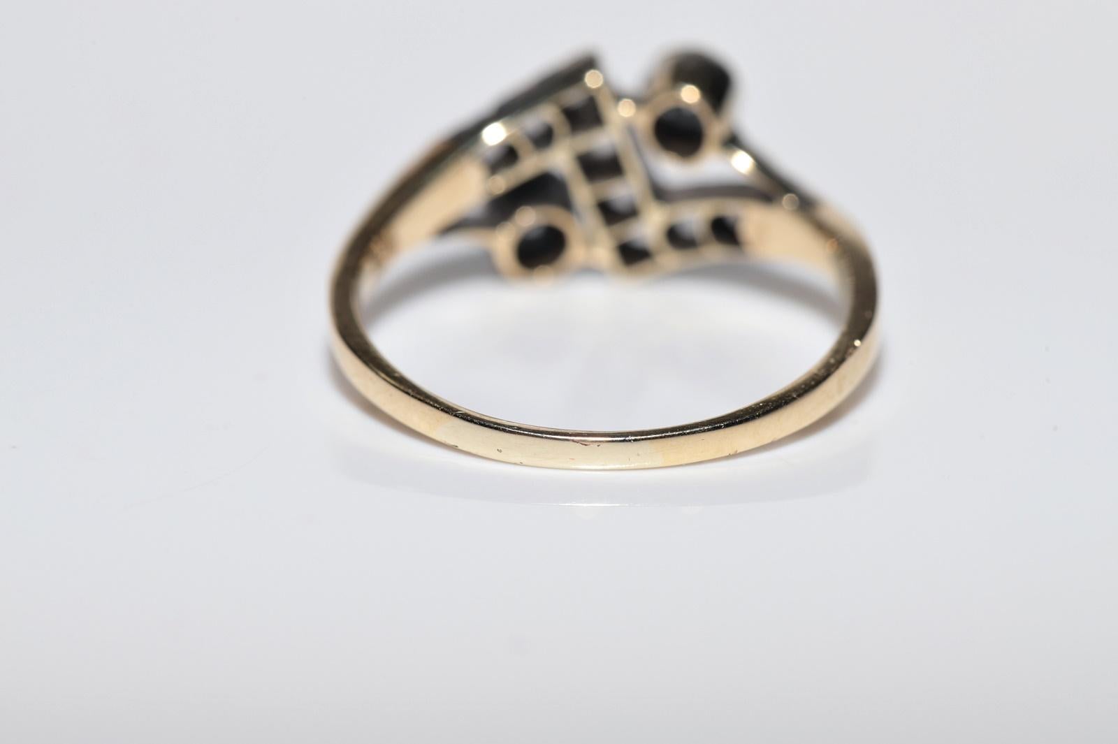 Vintage Circa 1980s 18k Gold Top Silver Natural Diamond Decorated Ring For Sale 6