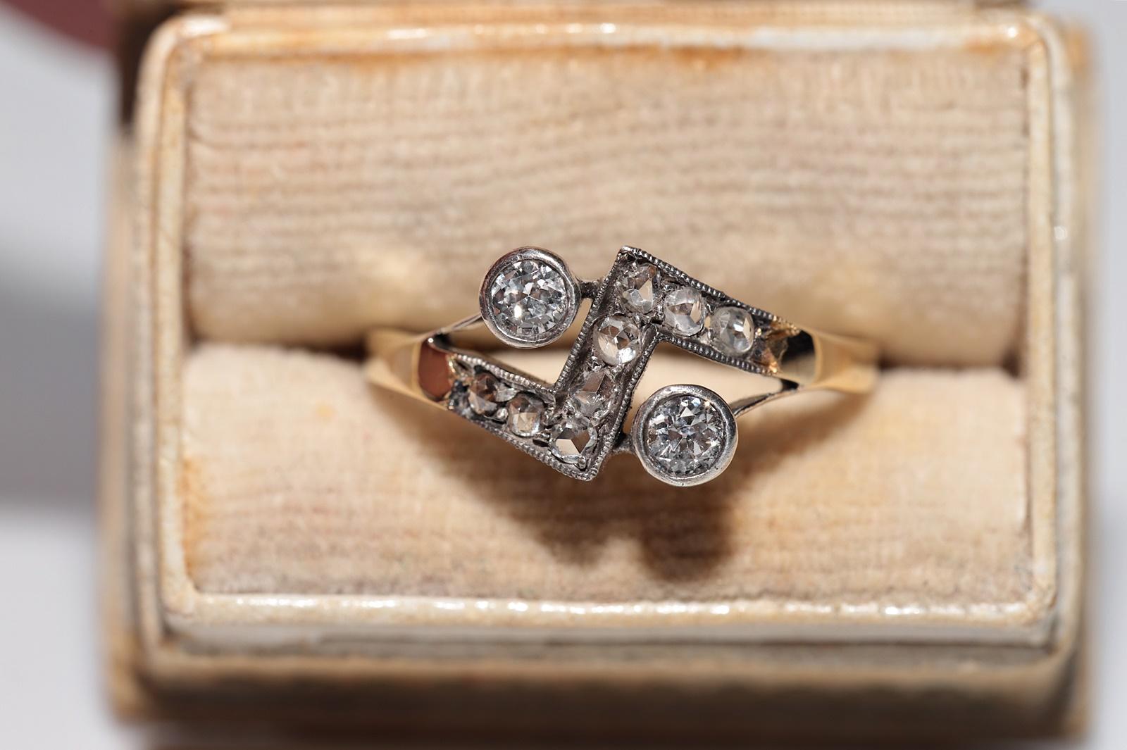 In very good condition.
Total weight is 2.4 grams.
Totally is brilliant cut diamond 0.20 ct
Totally is rose cut diamond 0.22 ct.
The brilliant cut diamond is has G-H color and vs-s1 clarity.
Ring size is US 7
We can make any size.
Box is not