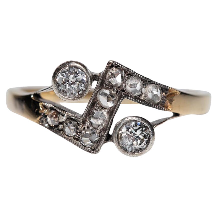 Anello decorato con diamanti naturali in oro 18 carati, vintage, anni
80, A. Silver