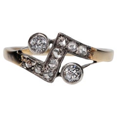 Anello decorato con diamanti naturali in oro 18 carati, vintage, anni 
80, A. Silver