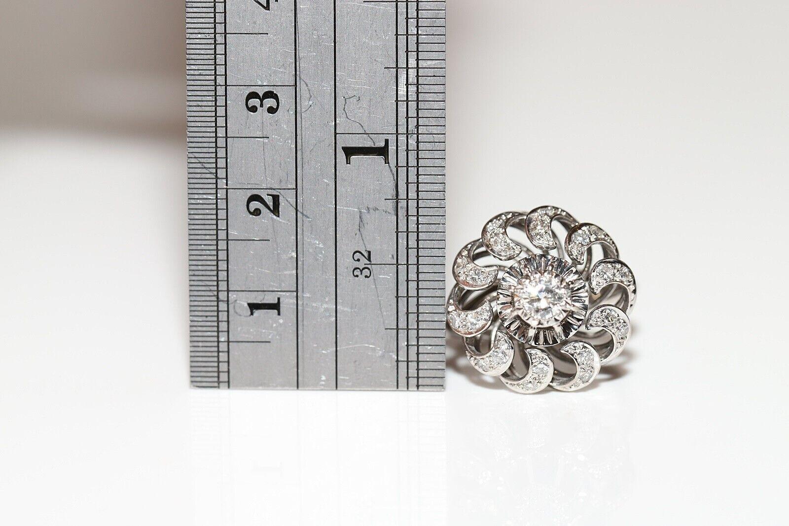 Anello forte decorato con diamanti naturali in oro bianco 18 carati, CIRCA GLI ANNI 80 in vendita 4