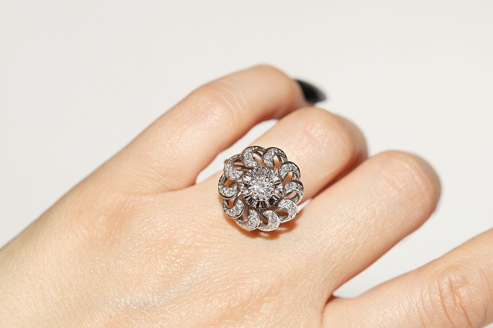 Anello forte decorato con diamanti naturali in oro bianco 18 carati, CIRCA GLI ANNI 80 in vendita 5