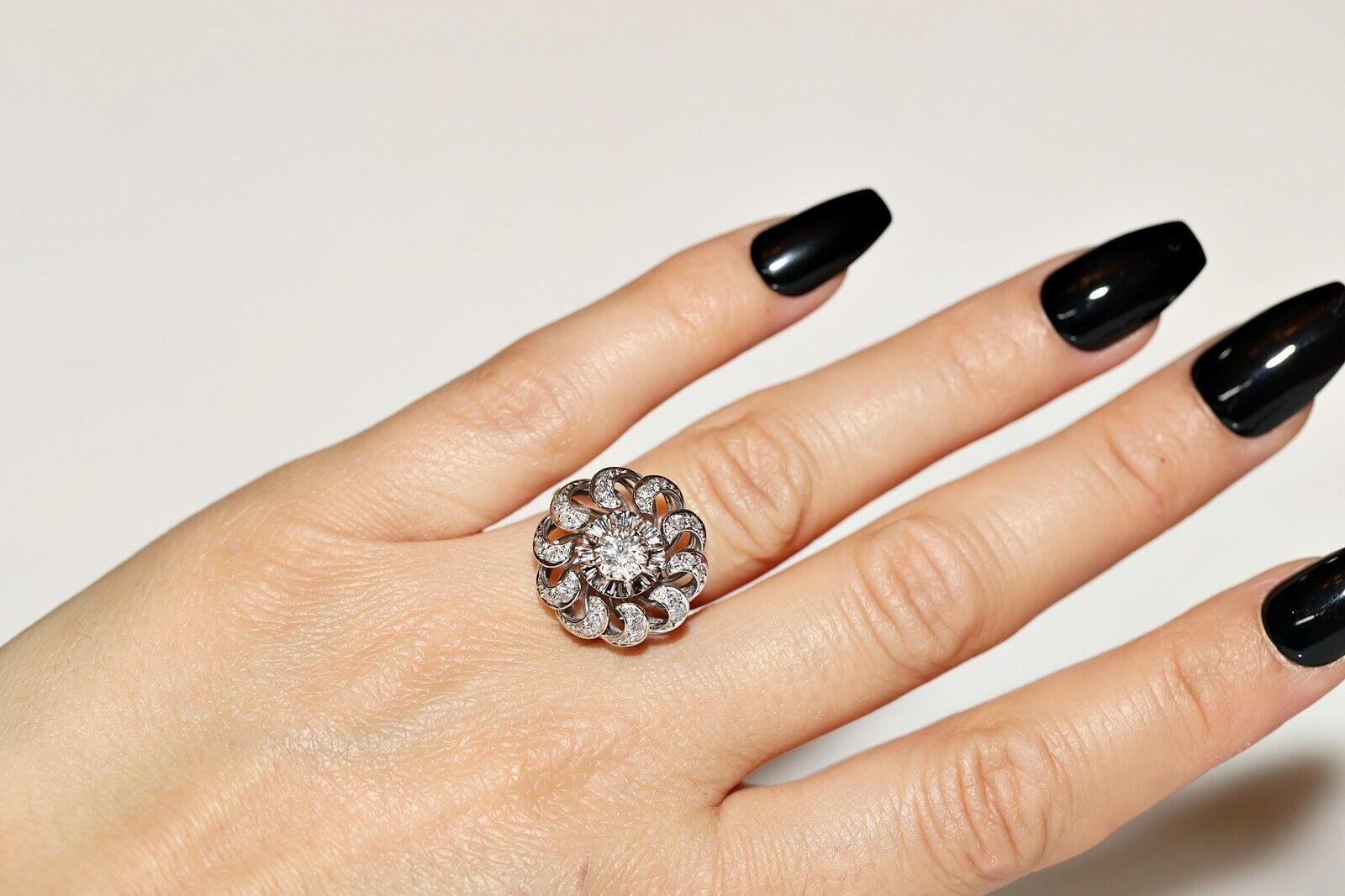 Anello forte decorato con diamanti naturali in oro bianco 18 carati, CIRCA GLI ANNI 80 in vendita 6