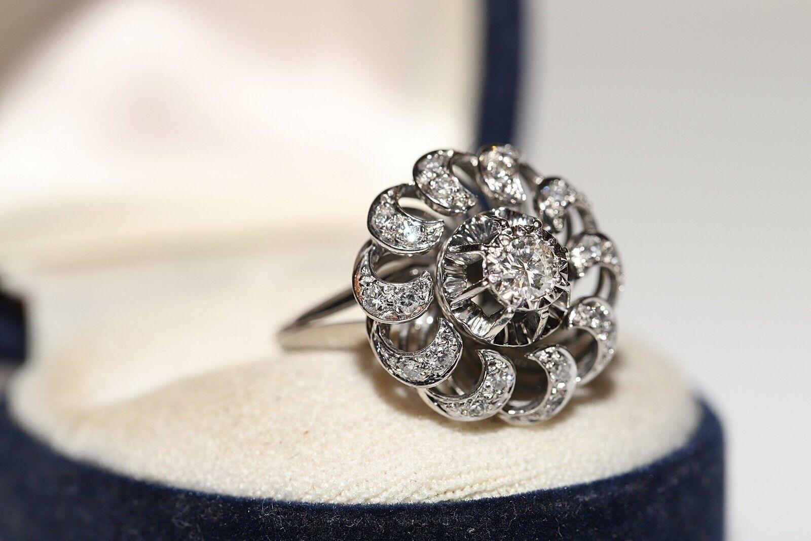 Anello forte decorato con diamanti naturali in oro bianco 18 carati, CIRCA GLI ANNI 80 in vendita 8