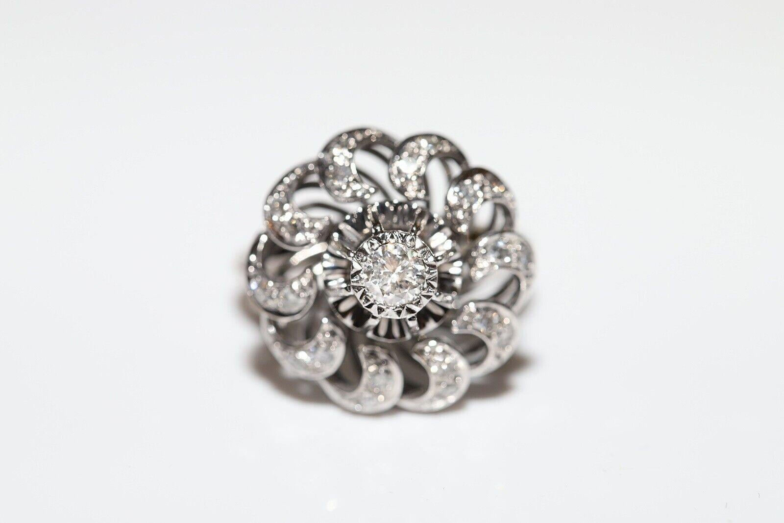 Anello forte decorato con diamanti naturali in oro bianco 18 carati, CIRCA GLI ANNI 80 in vendita 10