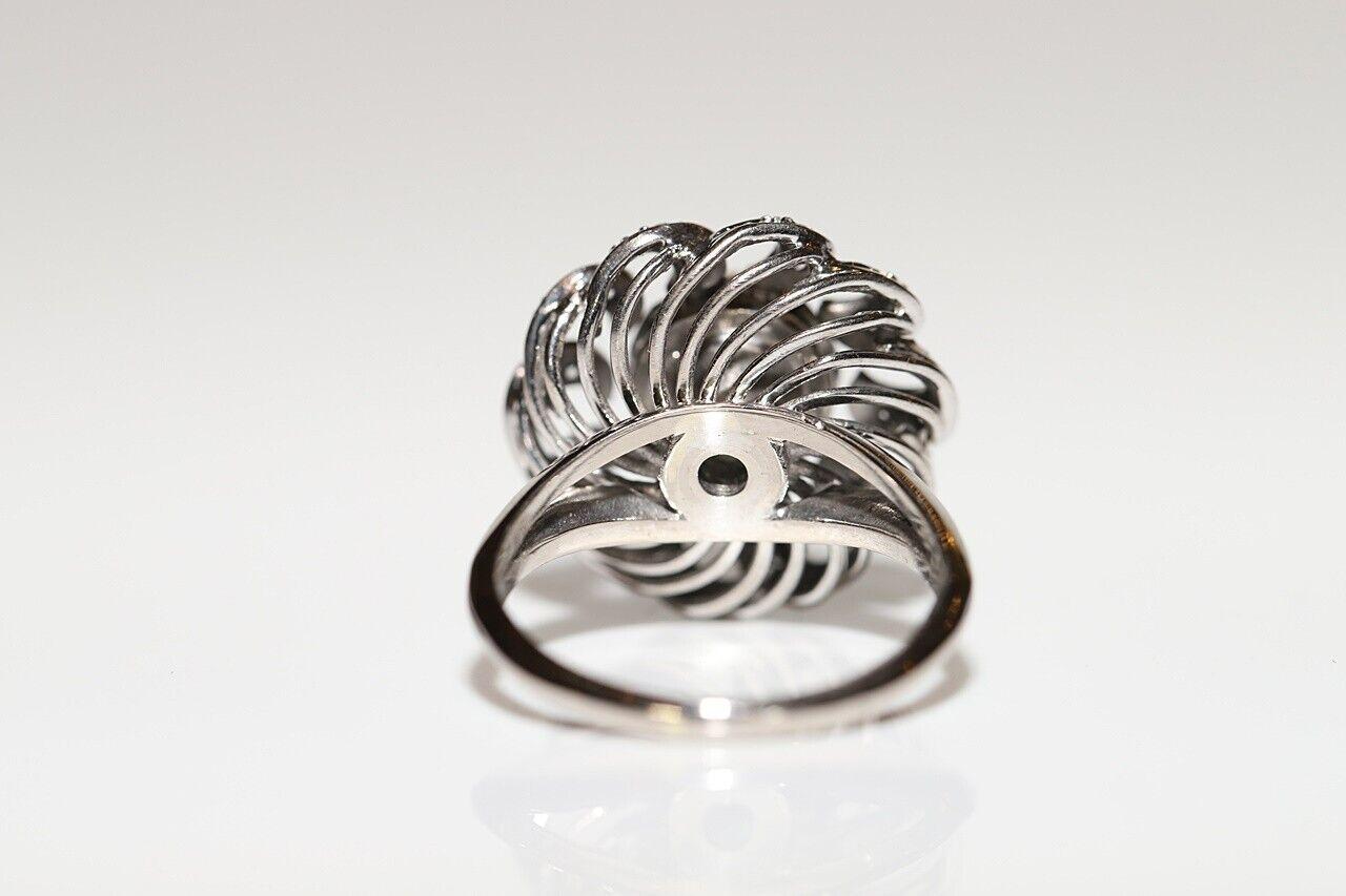 Taglio brillante Anello forte decorato con diamanti naturali in oro bianco 18 carati, CIRCA GLI ANNI 80 in vendita