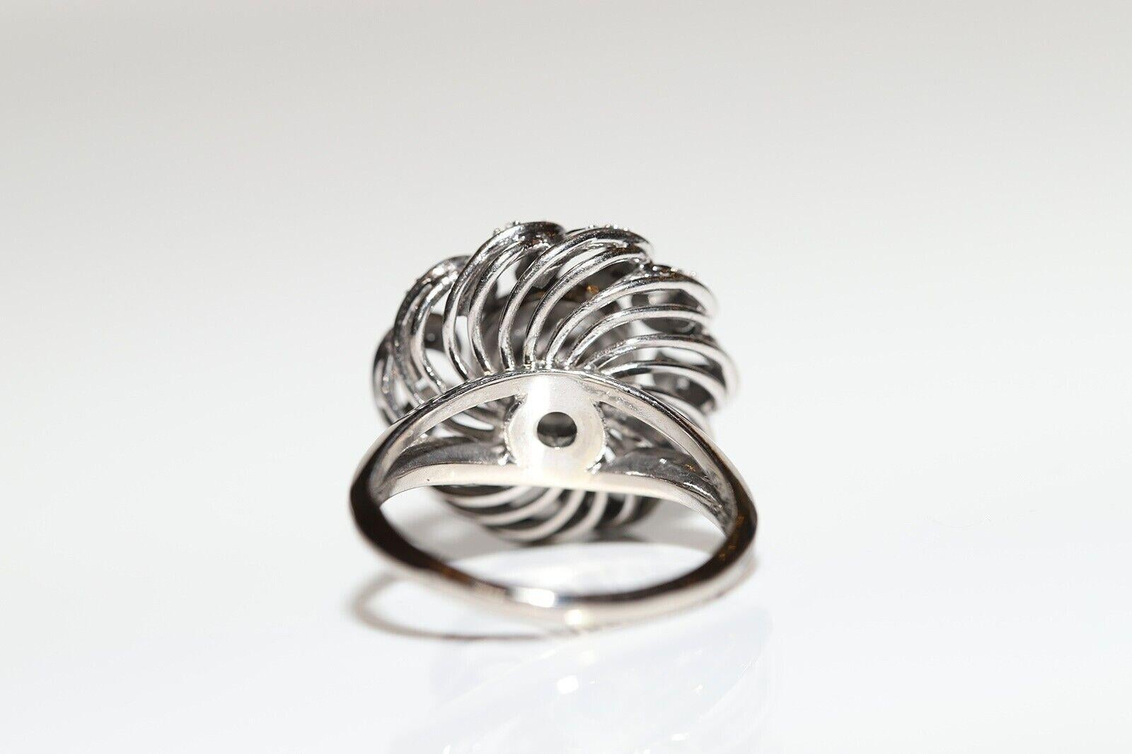 Anello forte decorato con diamanti naturali in oro bianco 18 carati, CIRCA GLI ANNI 80 in vendita 2