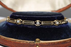 Vintage Circa 1980 Or jaune 18k Décoré de Diamants Naturels Joli Bracelet