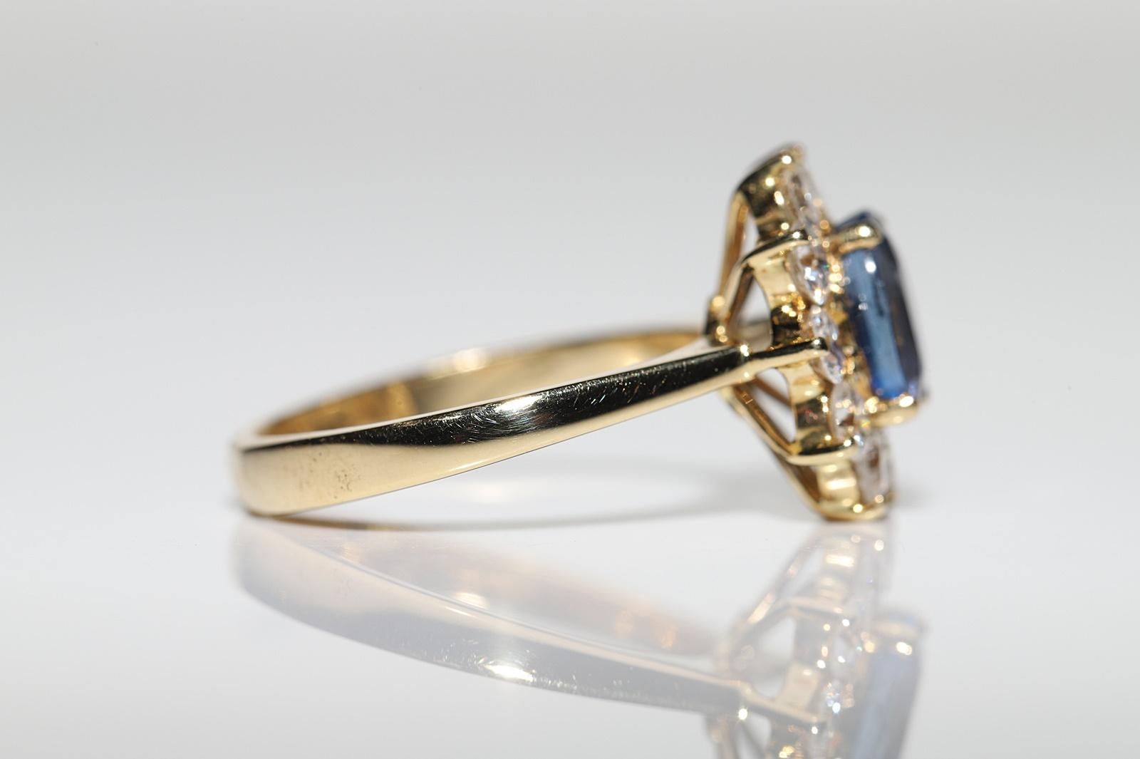 Vintage Circa 1980s 18kGold Natural Diamond And Tanzanite Decorated Ring In Good Condition For Sale In Fatih/İstanbul, 34