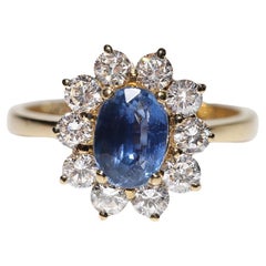 Vintage Circa 1980s 18kGold Natural Diamond and Tanzanite Decorated Ring (bague décorée de diamants naturels et de tanzanites)
