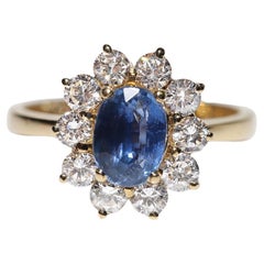 Vintage Circa 1980s 18kGold Natural Diamond And Tanzanite Decorated Ring