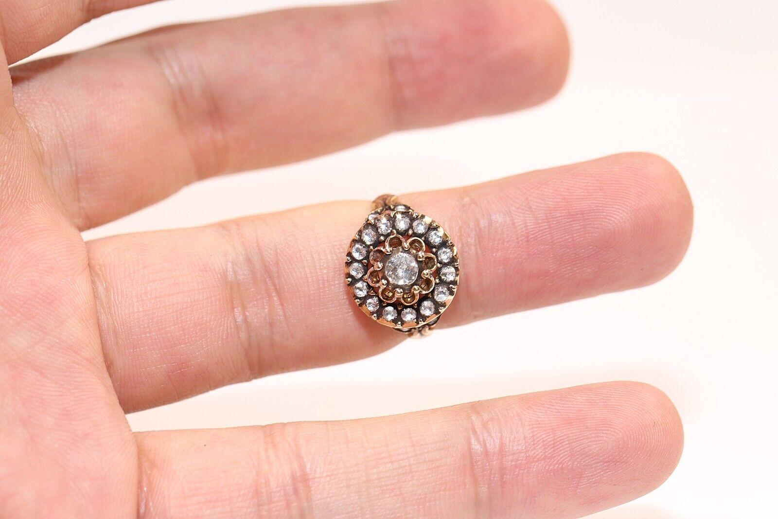 Dekorierter Vintage-Ring, Vintage, ca. 1980er Jahre, 8k Gold, natürlicher Diamant im Rosenschliff im Angebot 5