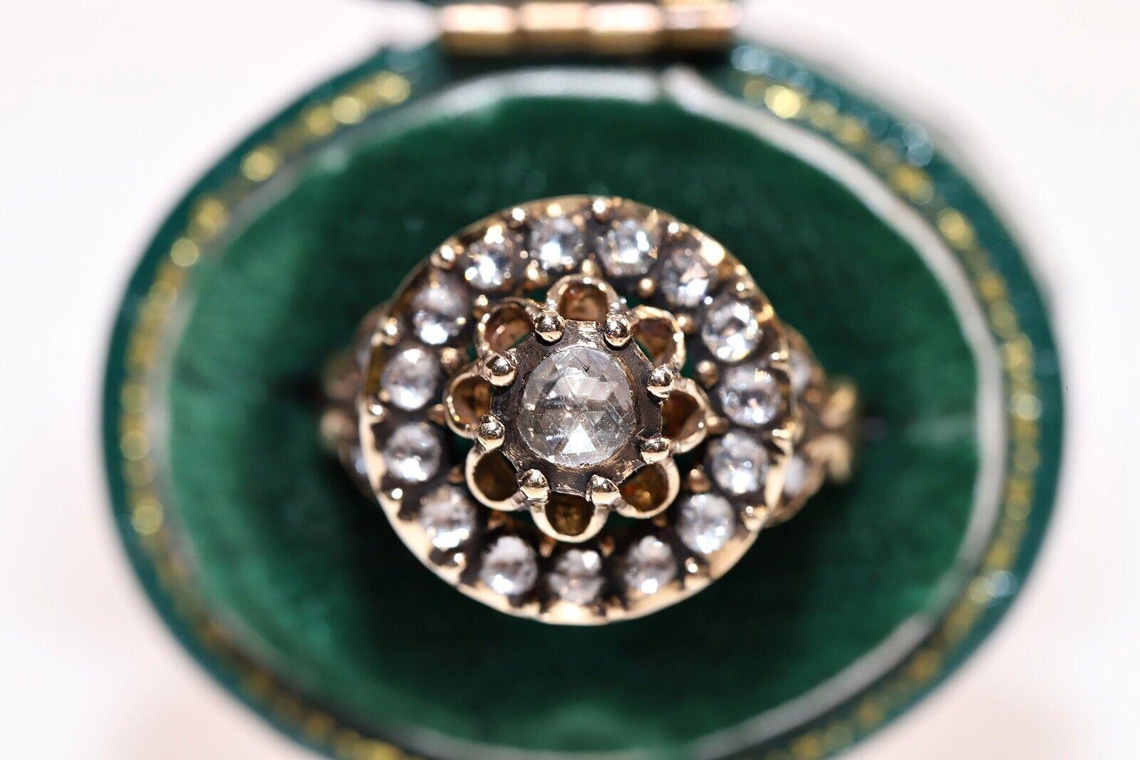 Dekorierter Vintage-Ring, Vintage, ca. 1980er Jahre, 8k Gold, natürlicher Diamant im Rosenschliff im Angebot 7