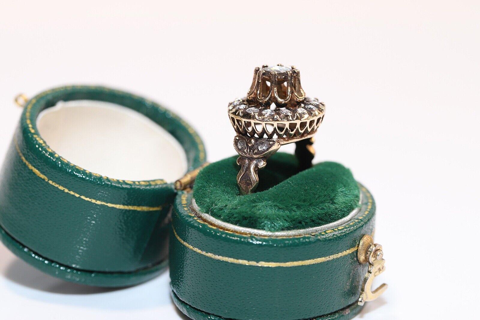Dekorierter Vintage-Ring, Vintage, ca. 1980er Jahre, 8k Gold, natürlicher Diamant im Rosenschliff (Retro) im Angebot