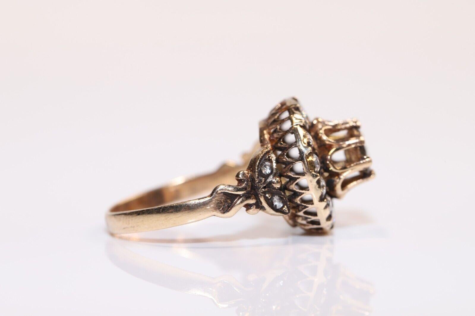 Dekorierter Vintage-Ring, Vintage, ca. 1980er Jahre, 8k Gold, natürlicher Diamant im Rosenschliff Damen im Angebot