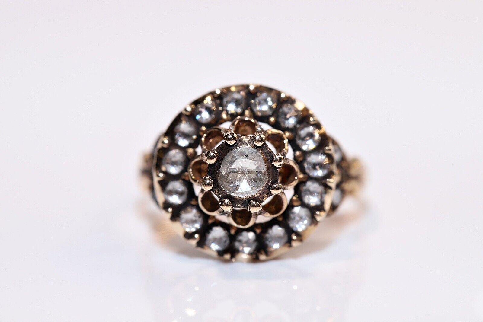 Dekorierter Vintage-Ring, Vintage, ca. 1980er Jahre, 8k Gold, natürlicher Diamant im Rosenschliff im Angebot 1