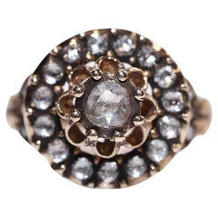 Dekorierter Vintage-Ring, Vintage, ca. 1980er Jahre, 8k Gold, natürlicher Diamant im Rosenschliff