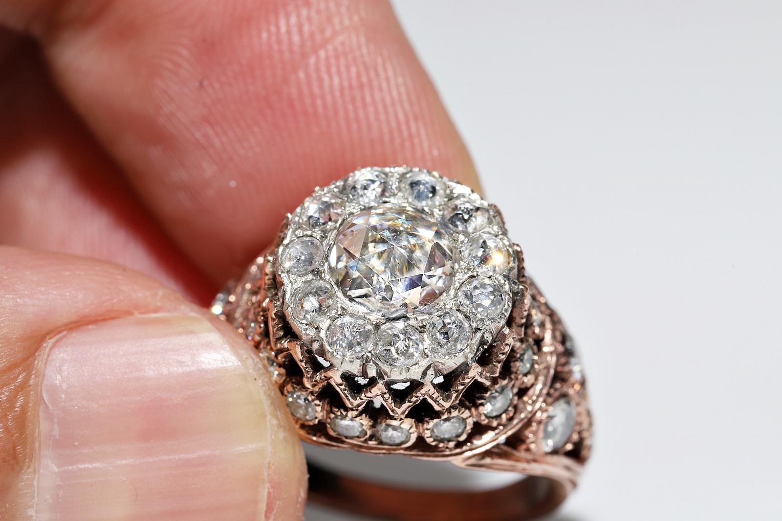Vintage Circa 1980s 8k Rose Gold Natural Diamond Decorated Amazing Ring 4
