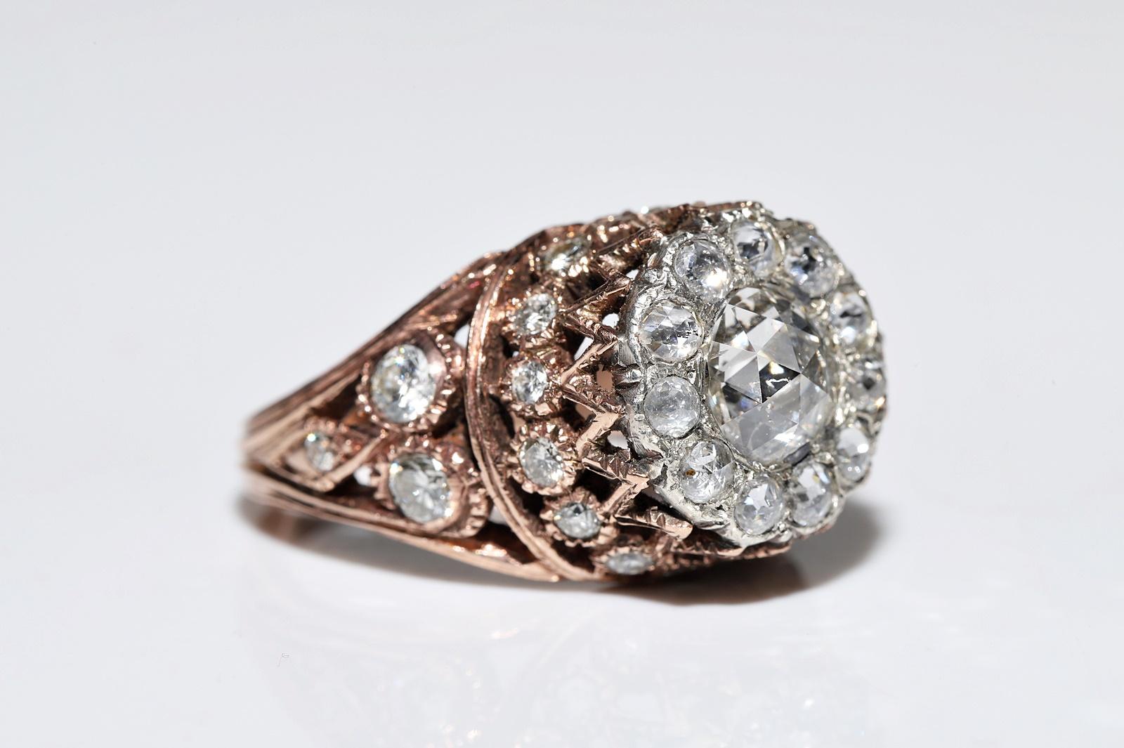 Women's Vintage Circa 1980s 8k Rose Gold Natural Diamond Decorated Amazing Ring