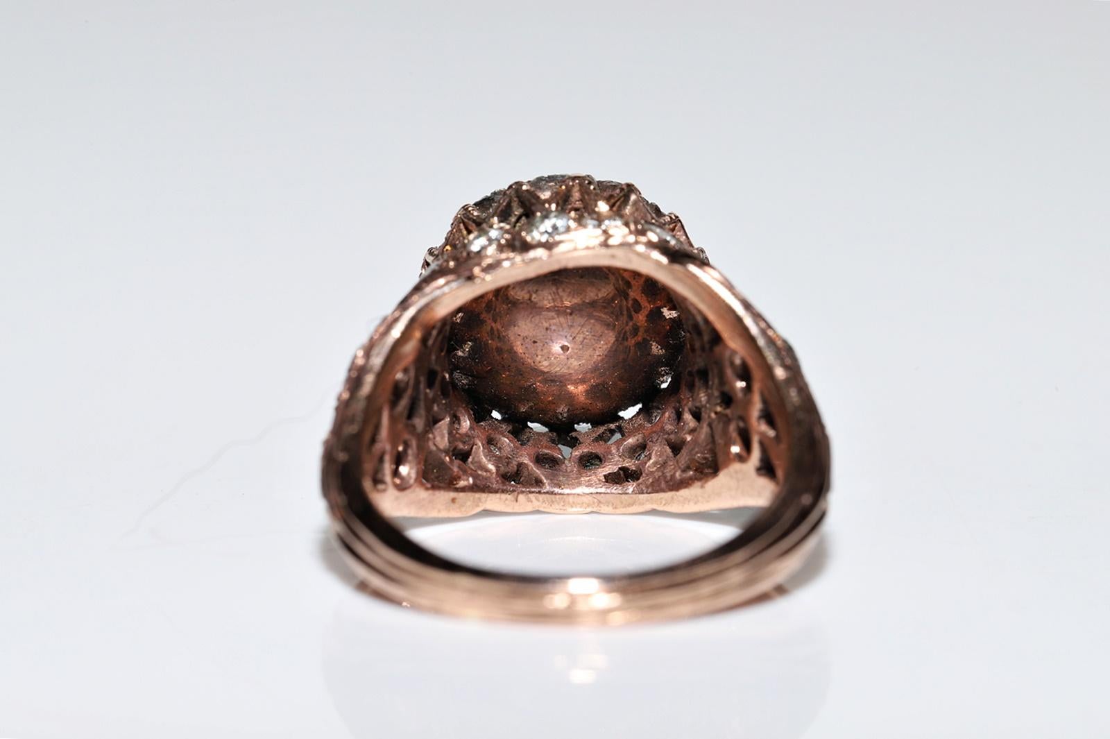 Vintage Circa 1980s 8k Rose Gold Natural Diamond Decorated Amazing Ring 2