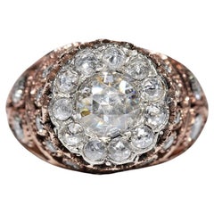 Vintage Circa 1980s 8k Rose Gold Natural Diamond Decorated Amazing Ring