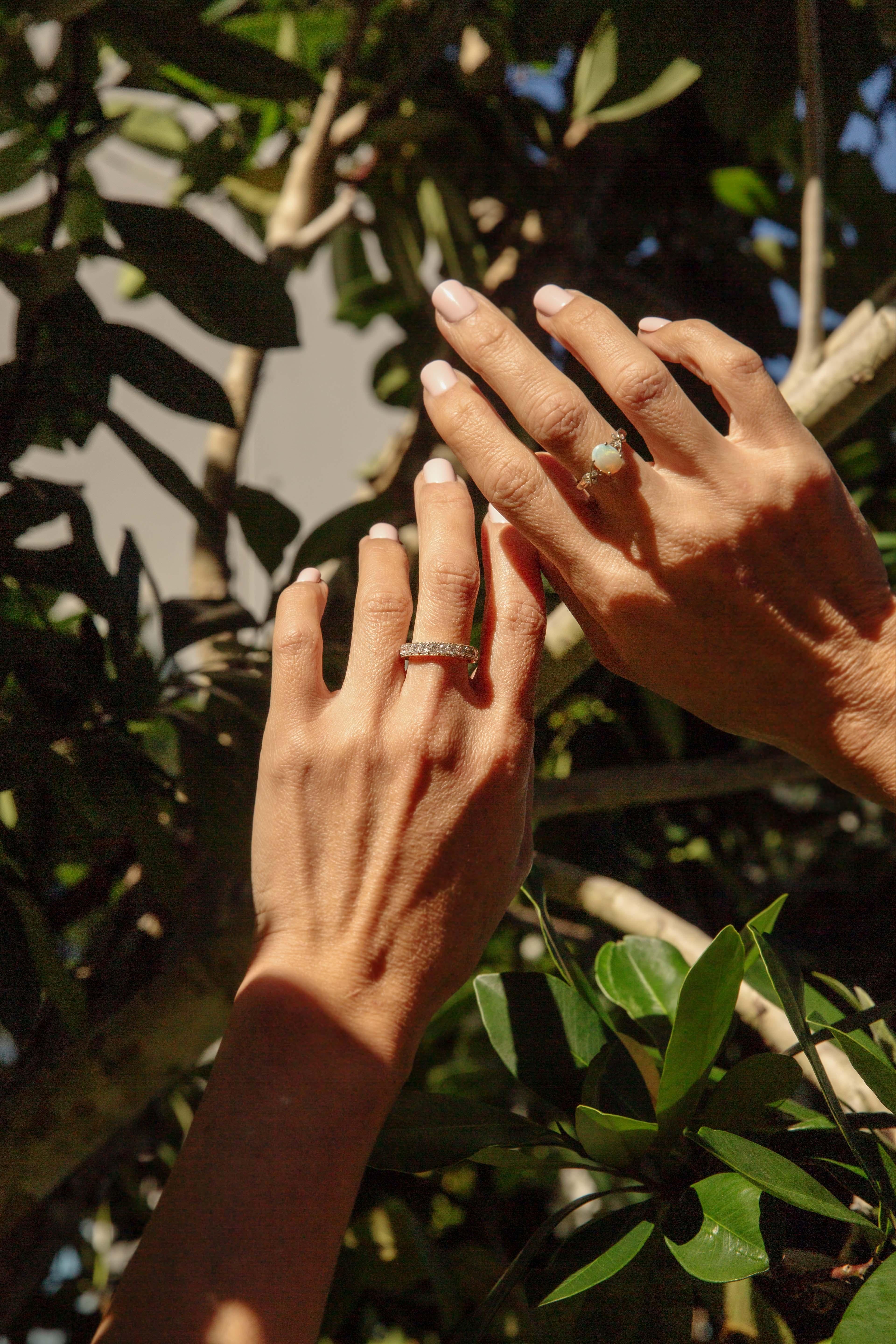 Vintage-Ring aus 14 Karat Weißgold mit Kristall-Opal und Diamant, ca. 1980er Jahre im Zustand „Gut“ im Angebot in Hamilton, AU