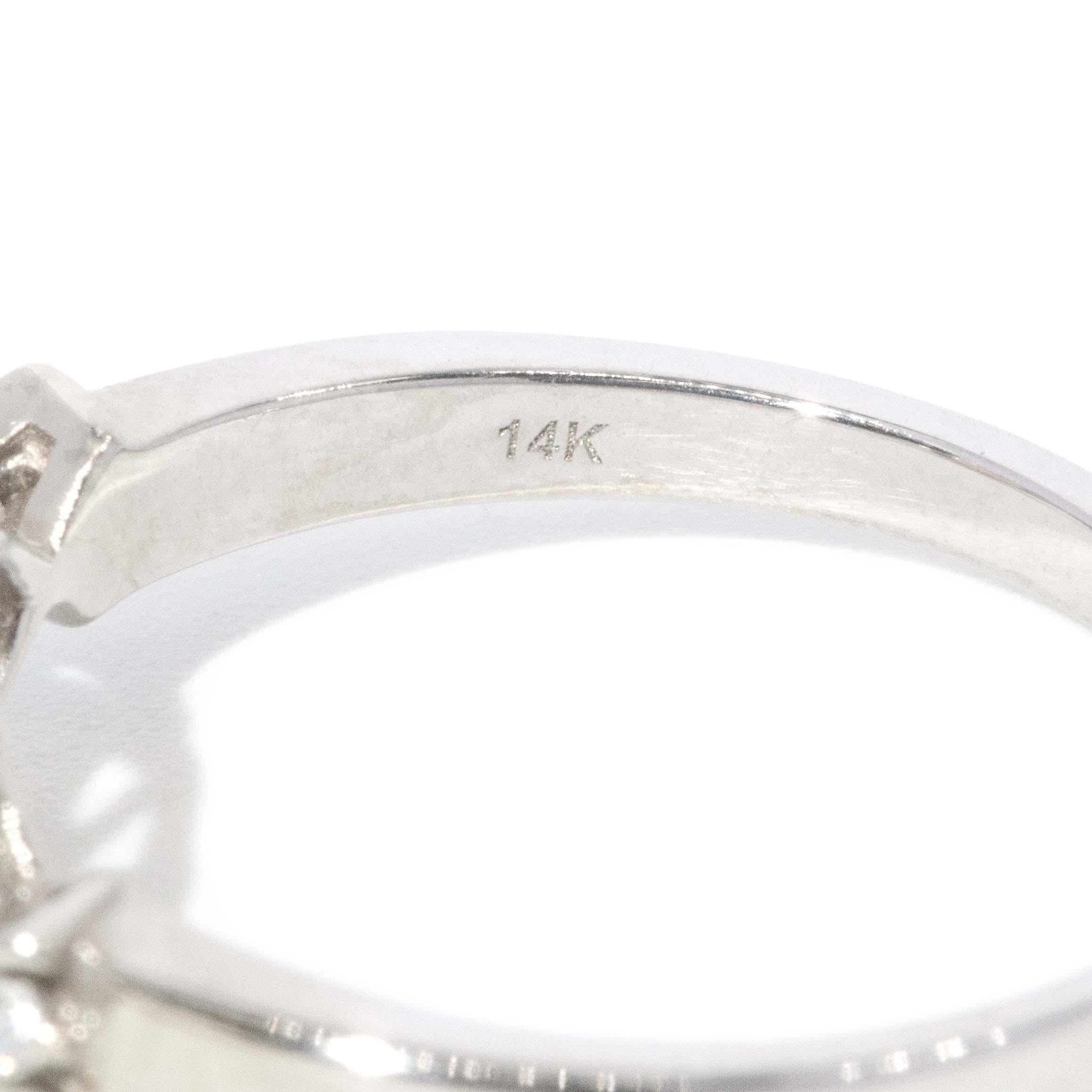 Vintage-Ring aus 14 Karat Weißgold mit Kristall-Opal und Diamant, ca. 1980er Jahre im Angebot 2