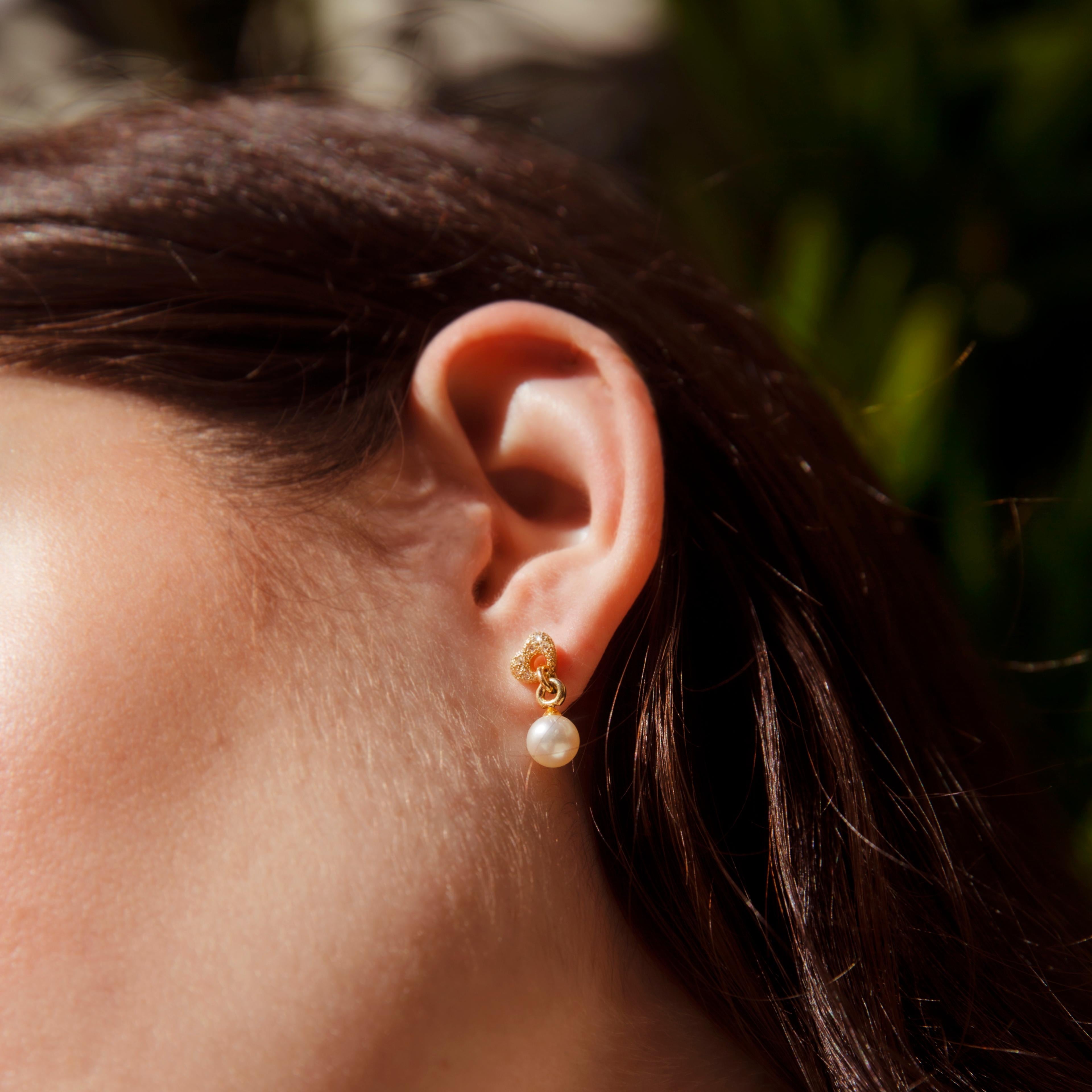 gold bubble heart earrings