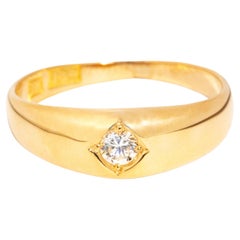 Vintage Circa 1980s Hammer Set Diamond Dome Ring 18 Carat Yellow Gold