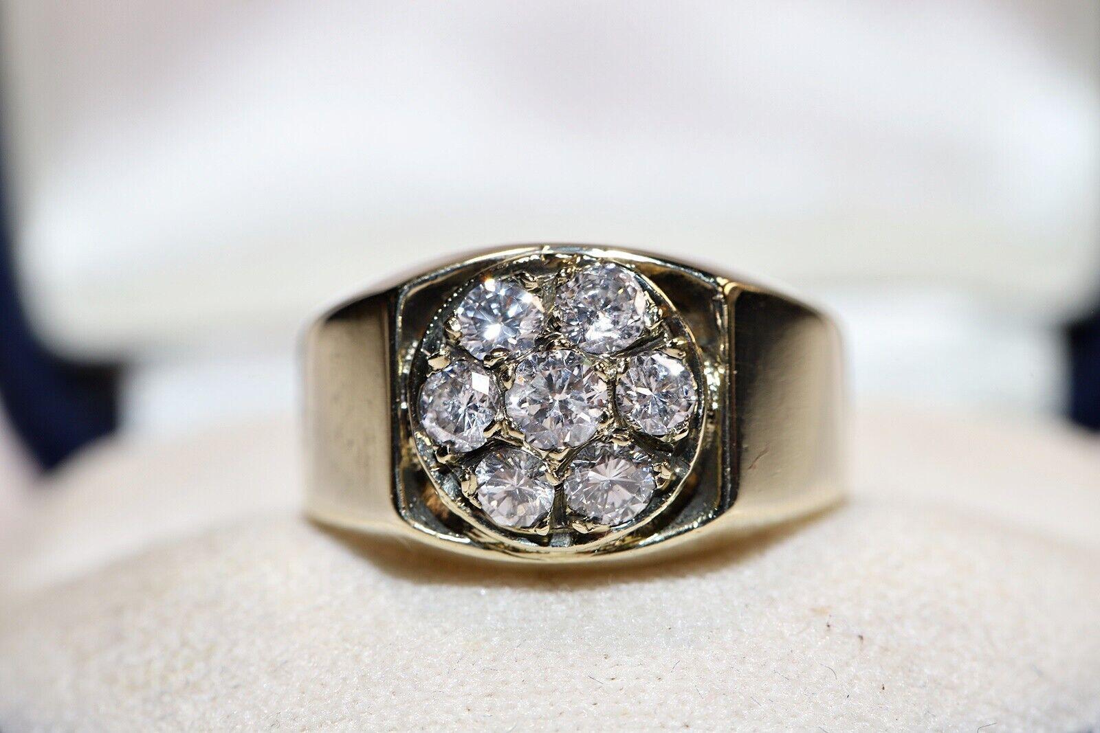 Vintage Circa 1980er Jahre Handgefertigter 14k Gold Natürlicher Diamant-Deko-Ring, Vintage im Angebot 4