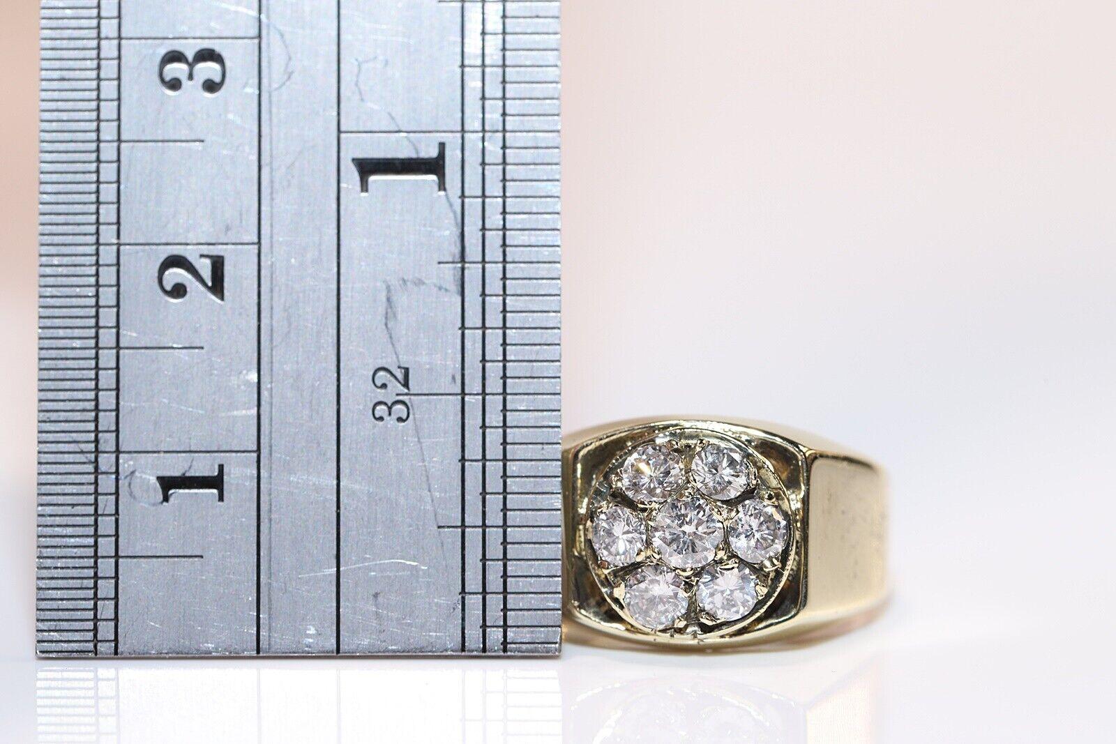 Vintage Circa 1980er Jahre Handgefertigter 14k Gold Natürlicher Diamant-Deko-Ring, Vintage (Brillantschliff) im Angebot