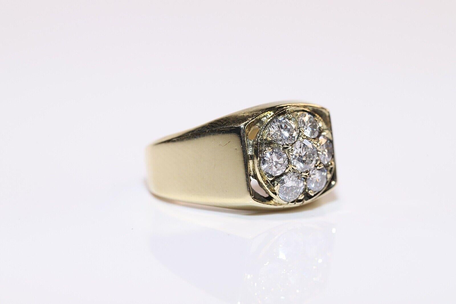 Vintage Circa 1980er Jahre Handgefertigter 14k Gold Natürlicher Diamant-Deko-Ring, Vintage im Zustand „Gut“ im Angebot in Fatih/İstanbul, 34