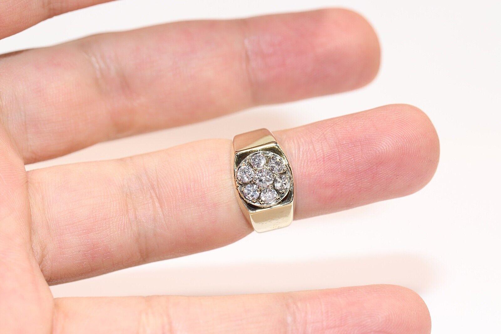 Vintage Circa 1980er Jahre Handgefertigter 14k Gold Natürlicher Diamant-Deko-Ring, Vintage im Angebot 3