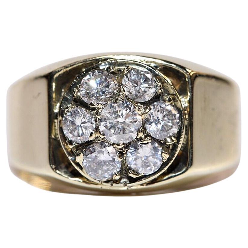 Vintage Circa 1980er Jahre Handgefertigter 14k Gold Natürlicher Diamant-Deko-Ring, Vintage
