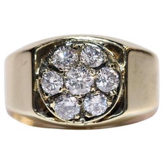 Vintage Circa 1980er Jahre Handgefertigter 14k Gold Natürlicher Diamant-Deko-Ring, Vintage