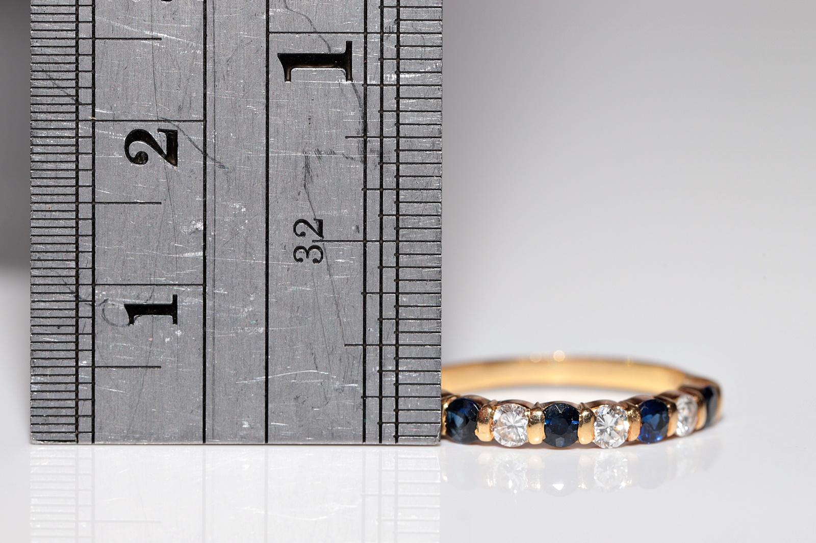 Anillo vintage artesanal de oro de 18 quilates con zafiro y diamantes naturales de la década de 1980 en Bueno estado para la venta en Fatih/İstanbul, 34