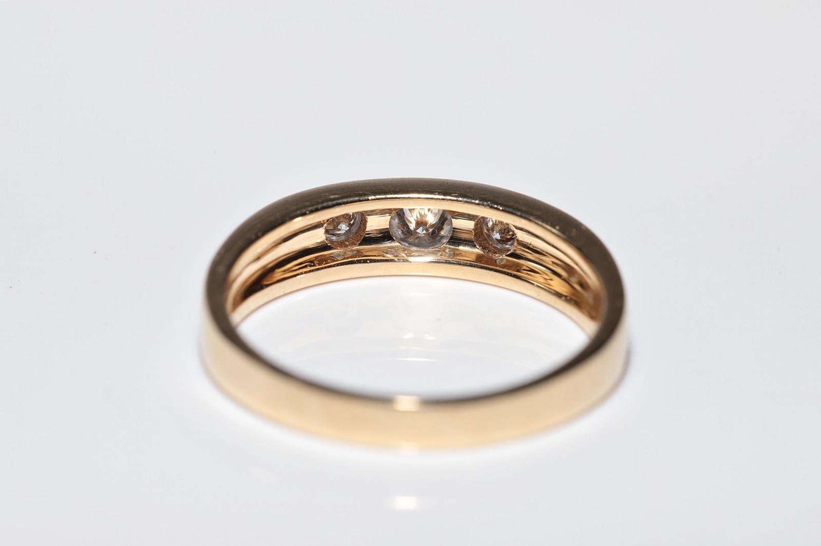 Handgefertigter Vintage-Ring aus 18 Karat Gold mit natürlichem Diamanten, Vintage, ca. 1980er Jahre 5