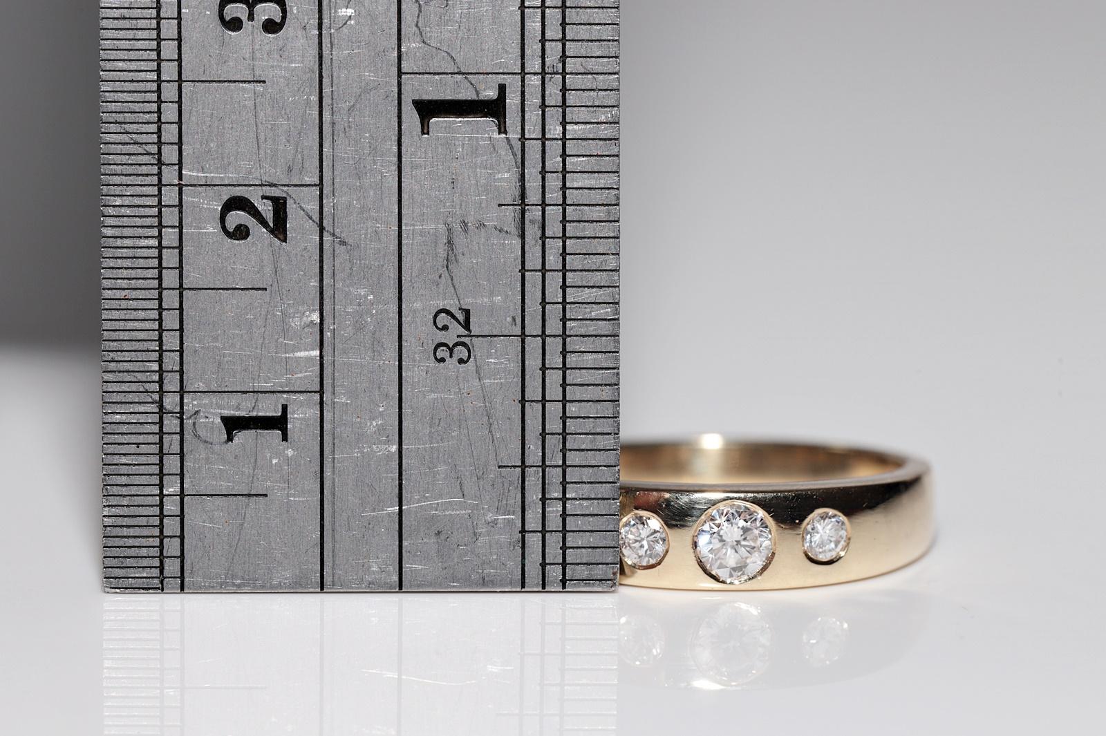 Handgefertigter Vintage-Ring aus 18 Karat Gold mit natürlichem Diamanten, Vintage, ca. 1980er Jahre 7