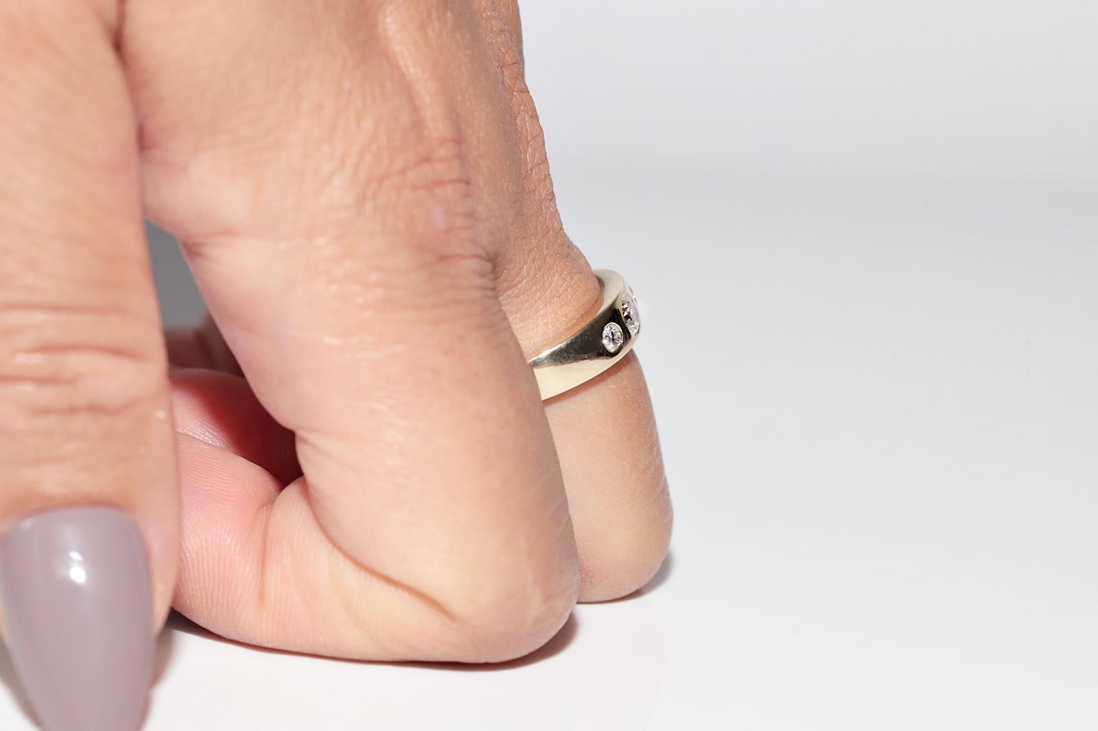 Handgefertigter Vintage-Ring aus 18 Karat Gold mit natürlichem Diamanten, Vintage, ca. 1980er Jahre im Zustand „Gut“ in Fatih/İstanbul, 34