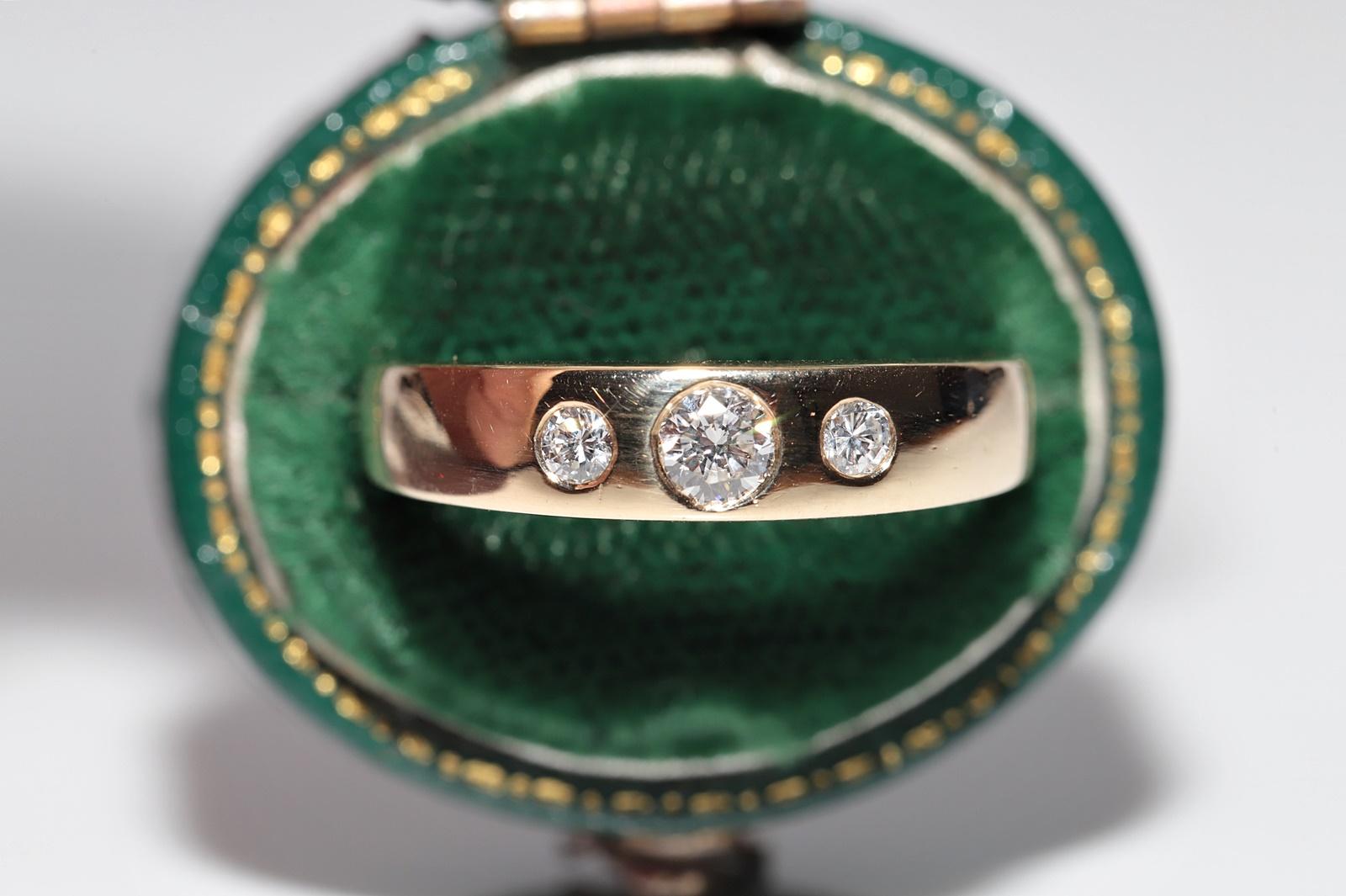 Handgefertigter Vintage-Ring aus 18 Karat Gold mit natürlichem Diamanten, Vintage, ca. 1980er Jahre Damen