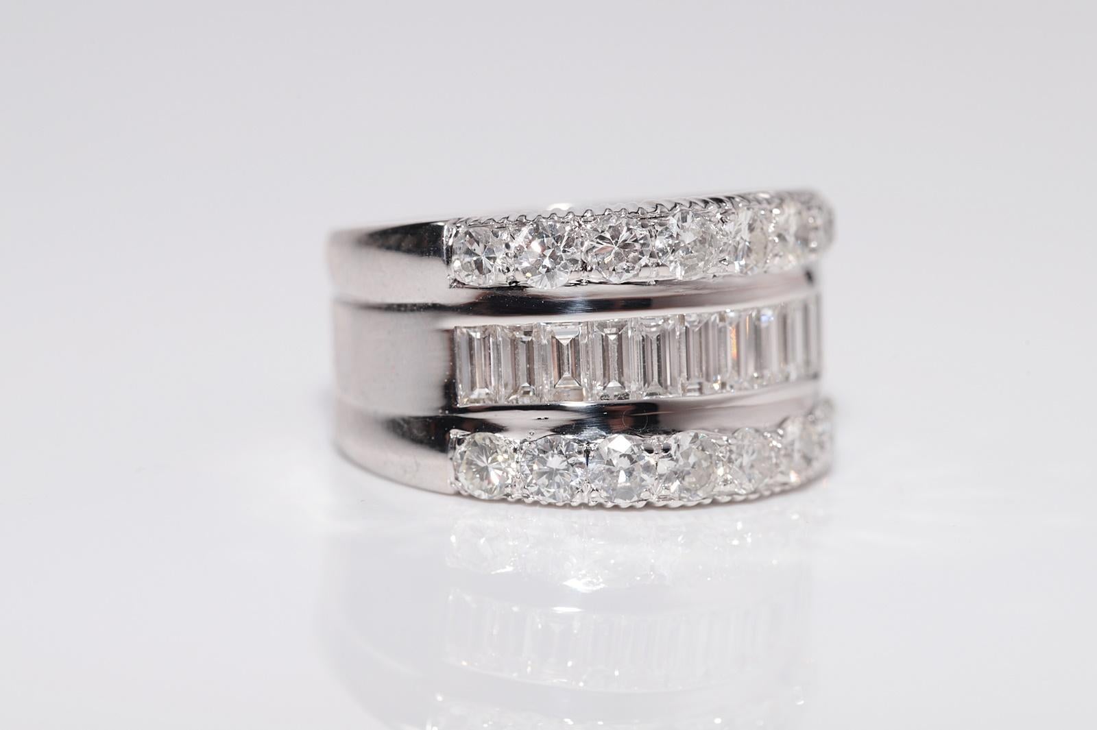 Anello forte d'oro naturale decorato con diamanti naturali, CIRCA 1980, fatto a mano In condizioni buone in vendita a Fatih/İstanbul, 34