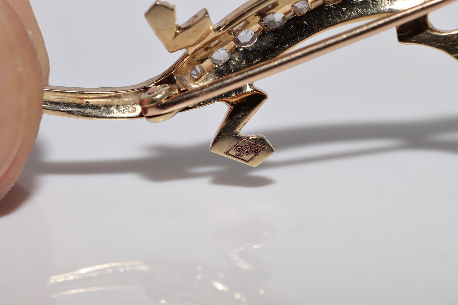 Spilla a forma di lucertola con diamante e smalto naturale tagliato a rosa, vintage, circa anni '80, realizzata a mano in vendita 3